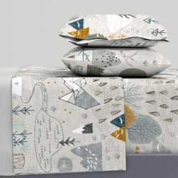 Outdoor Adventure Sheets - Max's Map Grey By Nouveau_Bohemian Woodland Forest Boys Room Cotton Sateen Sheet Set Bedding Spoonflower