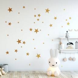 Gold Stars Wall Decals Pack - Peel & Stick Confetti Metallic Star Vinyl Star Wall Decal Sticker 53Nw - thumbnail 2