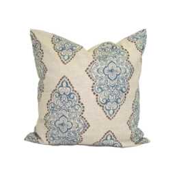 Blue Tan Pillow Covers, Throw Cover, Decorative Covers For 20x20 Pillow, 18x18 16x16 All Sizes - thumbnail 1