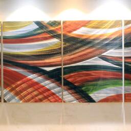 Original Abstract Metal Wall Art, Modern 3D Sculpture - W168cm X H58cm - thumbnail 2