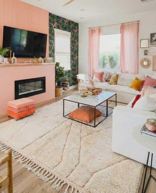 Hand Tufted White & Pink Moroccan Rug, Ivory Textured Berber Shag Large Area Minimalist Wool Beni Ourain Rug - image 1