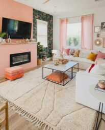 Hand Tufted White & Pink Moroccan Rug, Ivory Textured Berber Shag Large Area Minimalist Wool Beni Ourain Rug
