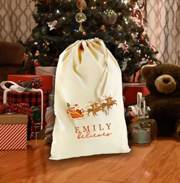Personalised Christmas Sack - Merry Children's Gifts Girls Boys Stockings- Eve Bag- Santa - image 1