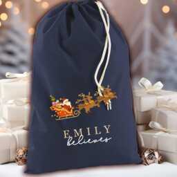 Personalised Christmas Sack - Merry Children's Gifts Girls Boys Stockings- Eve Bag- Santa - thumbnail 4