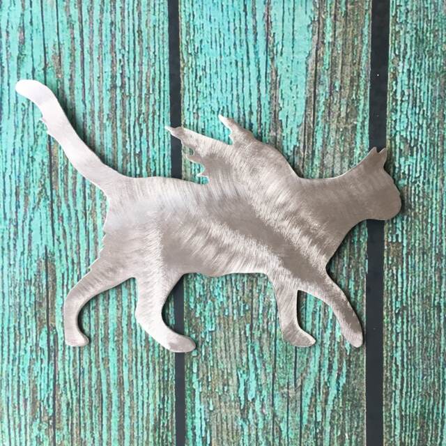 Kitty Kitty, Cat Angel Christmas Tree Topper, Holiday Decoration, Wreath Decor, Wall Art, Plant Stake Or Pet Memorial, Aluminum - image 1