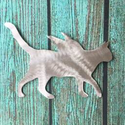 Kitty Kitty, Cat Angel Christmas Tree Topper, Holiday Decoration, Wreath Decor, Wall Art, Plant Stake Or Pet Memorial, Aluminum - thumbnail 1