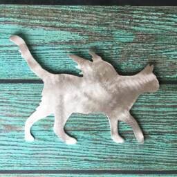 Kitty Kitty, Cat Angel Christmas Tree Topper, Holiday Decoration, Wreath Decor, Wall Art, Plant Stake Or Pet Memorial, Aluminum - thumbnail 4