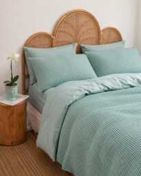 Sea Glass Waffle 100% Cotton Duvet Cover Set