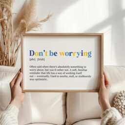 Don't Be Worrying Irish Phrase Print - Funny Wall Art, Hiberno-English Saying, Comfort Quote, Gift For Home, Office Or Dorm - thumbnail 3