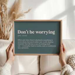 Don't Be Worrying Irish Phrase Print - Funny Wall Art, Hiberno-English Saying, Comfort Quote, Gift For Home, Office Or Dorm - thumbnail 2