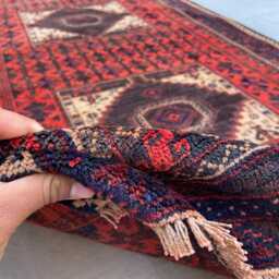 Baluch Sistan Rug 4x7, Red Double Medallion Tribal Rug, Handmade Wool Baluchi Area Moody Geometric Nomad Accent - thumbnail 4