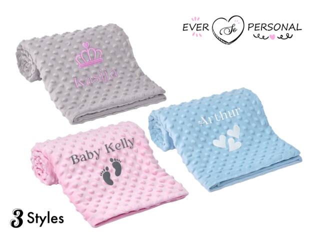 Personalised Baby Blanket, Super Soft Embroidered Bubble Blanket, New Born Baby Gift/Baby Shower/Christening Blanket - image 1