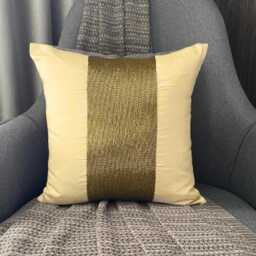 Gold Art Silk Beaded Striped Decorative Pillow Sham Cover, 24x24/26x26 Modern Style Couch/Sofa/Bed Designer Euro Cover - Center