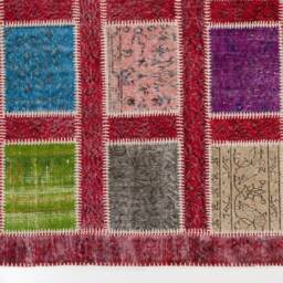 Handmade Turkish Patchwork Rug 4x6 Ft Multicolor Wool Carpet - thumbnail 2