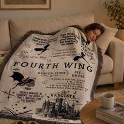 Basgiath War College Woven Blanket, Fourth Wing Throw, Dragon Rider Throw Fantasy Book Inspired Decor, Lover Gift - thumbnail 3