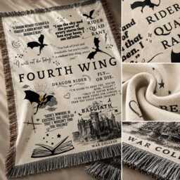Basgiath War College Woven Blanket, Fourth Wing Throw, Dragon Rider Throw Fantasy Book Inspired Decor, Lover Gift - thumbnail 4