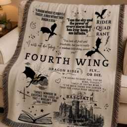 Basgiath War College Woven Blanket, Fourth Wing Throw, Dragon Rider Throw Fantasy Book Inspired Decor, Lover Gift - thumbnail 2