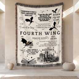 Basgiath War College Woven Blanket, Fourth Wing Throw, Dragon Rider Throw Fantasy Book Inspired Decor, Lover Gift - thumbnail 1