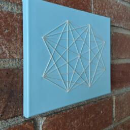 Robin's Egg Blue & White Octagon Geometric Mid-Century Modern String Art Embroidery Wall Hanging - thumbnail 3