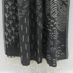 "Patterned Towel, Cotton Towel, Shower Towel, Black Towel, Soft Towel, Hammam Towel, Turkish Towel, Turkey Peshtemal, 40""x70" - thumbnail 3
