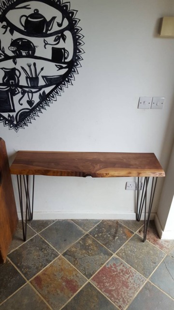 Walnut Entryway Table With Hairpin Legs - image 1