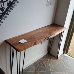 Walnut Entryway Table With Hairpin Legs - thumbnail 3