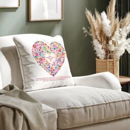 Thank You Teacher/Teaching Assistant Personalised Linen Cushion Gift, Multicoloured Floral Heart Homeware - thumbnail 4