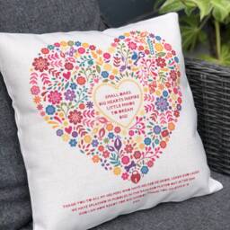 Thank You Teacher/Teaching Assistant Personalised Linen Cushion Gift, Multicoloured Floral Heart Homeware - thumbnail 2