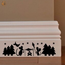 Topini Family Mural Stickers in Camping Fire PVC Black Discounted 1 Kit Various Pieces Measures cm 8x30 Wall Sticker Mouse