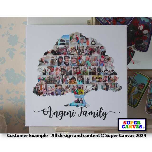 Family Tree Personalised Picture Photo Board Collage Framed Canvas Print Mum Dad Wife Husband Grandparent Birthday Anniversary Gift - image 1
