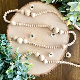 Wood Bead Garland, Natural Christmas Decor, Tree Farmhose, Modern, Scandinavian, Boho, Timeless Decor - thumbnail 3