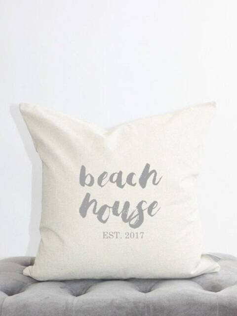 Beach House Eat Date Pillow, Decor, Coastal Housewarming Gift - image 1