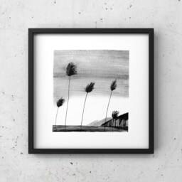 Seaside Illustration, Square Format, Print, India Ink, Sea, Black & White, Christmas Gift - thumbnail 3