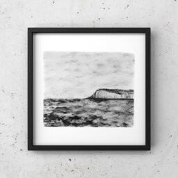 Seaside Illustration, Square Format, Print, India Ink, Sea, Black & White, Christmas Gift - thumbnail 1