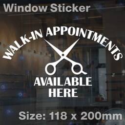 Small Walk in Appointments Available Here Window Door Barber Hair Salon Sticker - thumbnail 1