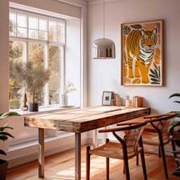 Tiger Wall Art, Mid Century Modern Jungle Print, Bold Poster, Retro Animal Decor, Kids Room Safari Scandi Style Artwork - thumbnail 2