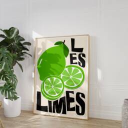 Lime Fruit Wall Art Print, Citrus Poster, Food Art, Dining Room, Kitchen, Colourful Print 2333 - thumbnail 2