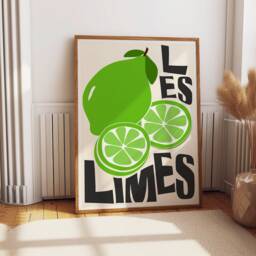 Lime Fruit Wall Art Print, Citrus Poster, Food Art, Dining Room, Kitchen, Colourful Print 2333 - thumbnail 1