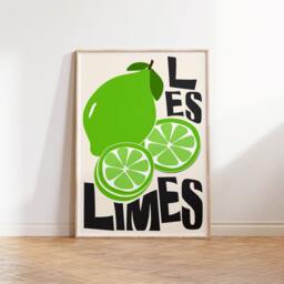 Lime Fruit Wall Art Print, Citrus Poster, Food Art, Dining Room, Kitchen, Colourful Print 2333 - thumbnail 3