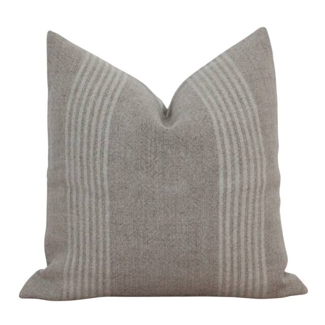 Tan Pillow Cover - Textured Striped Brown Stripe Neutral Accent Vintage Grain Sack Throw Nicky - image 1