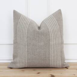 Tan Pillow Cover - Textured Striped Brown Stripe Neutral Accent Vintage Grain Sack Throw Nicky - thumbnail 2