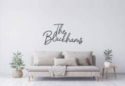 Personalised Wooden Family Name Sign, Custom Surname Wall Decor - Established Home Plaque Wedding Or Housewarming Ex Lrg Scribble Font - thumbnail 1