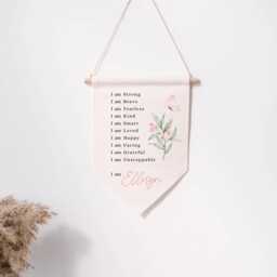 Personalised Linen Flag - Kids Affirmations Bedroom Wall Decor Birthday Gift For Boy Girl New Baby Nursery Parents - thumbnail 1