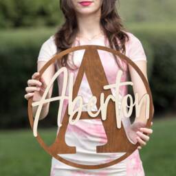 Custom Wooden Name Sign, Rustic Laser Cut Sign Wall Decor, Family Last Personalized Gift - thumbnail 2
