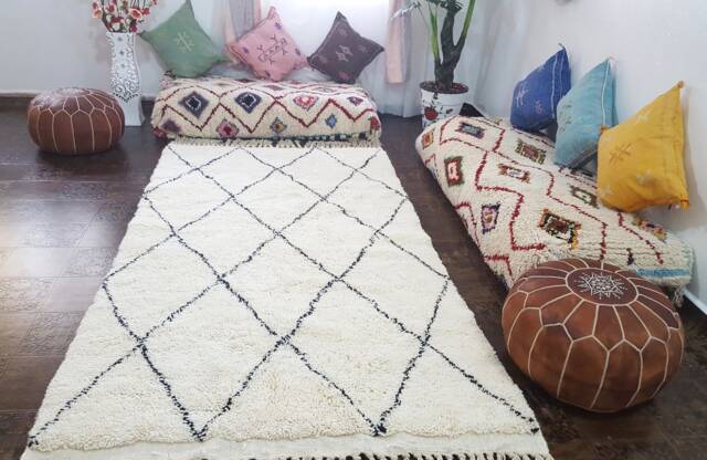 Moroccan Rug Handwoven Wool Carpet , Beni Ourain Rug, Moroccan Berber Rug Azilal Area Rugs - image 1