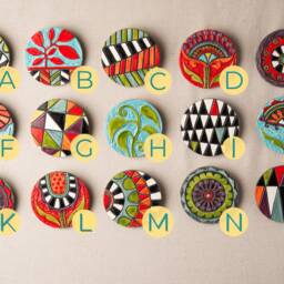 Horizontal Wall Art, Ceramic Sculpture Set Of 5 Round Art Tiles, 4 Inch - Mounted Tile Made To Order Blossoms - thumbnail 4