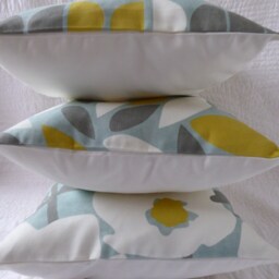 3 Cushion Covers, Duck Egg Blue, Saffron Yellow, Grey, White 16 Inch /40cm - thumbnail 4