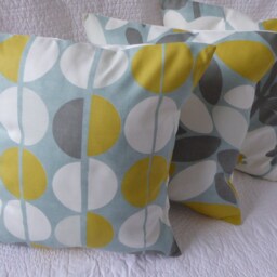3 Cushion Covers, Duck Egg Blue, Saffron Yellow, Grey, White 16 Inch /40cm - thumbnail 3