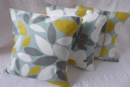 3 Cushion Covers, Duck Egg Blue, Saffron Yellow, Grey, White 16 Inch /40cm - thumbnail 1