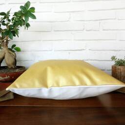 Metallic Gold Faux Leather Pillow Cover Modern Home Decor - 16x16 Inch - thumbnail 3